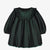 Robe émeraude en taffetas à manches longues avec volants, bébé || Emerald long sleeves taffetas dress with ruffles, baby