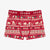 Boxer ajusté rouge en jersey extensible à motifs des fêtes, enfant || Red fitted boxer in stretch jersey with holiday all over print, child