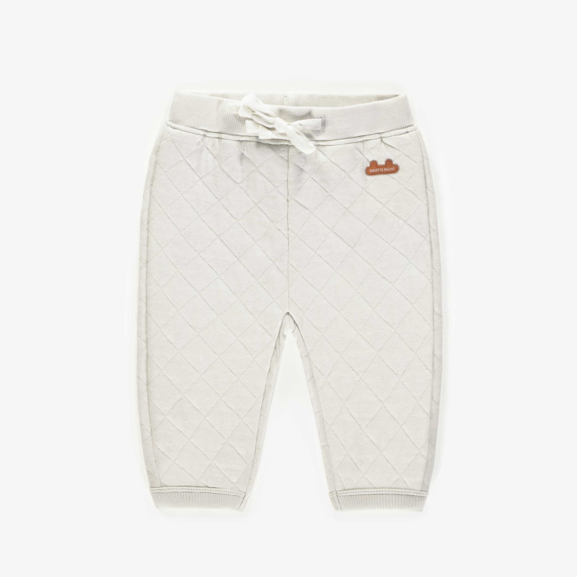 Pantalon crème en jersey matelassé, naissance || Cream pants in quilted jersey, newborn